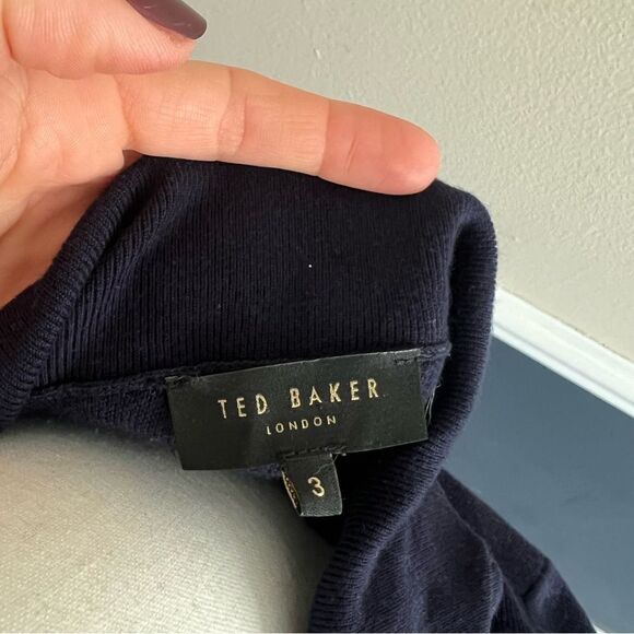 TED BAKER Holliis Chevron Sweater Knit Collared Polo Midi Dress - Picture 12 of 15